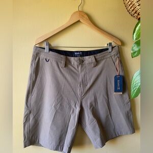 Roark Men's Khaki Brown Hytide hybrid quick dry  Flat-Front Shorts NEW 32